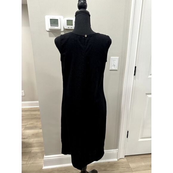 Vintage Embroidered Linen Blend Dress Daisy Black - Size Medium 10 - 12 - Picture 4 of 12